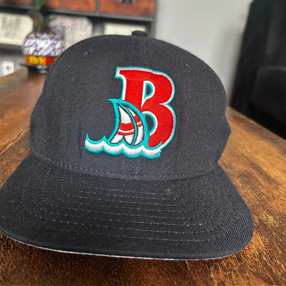 Vintage New Era Bowie Baysox Snapback Hat Black MiLB Baseball Made in USA Cap